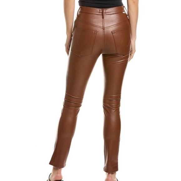 NWT Mother High-Waisted Rail Skimp Friar Brown Faux Leather Pants 29 - Picture 2 of 12